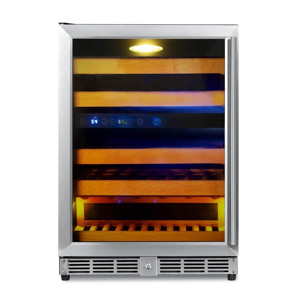 dual zone wine fridge with stainless steel door
