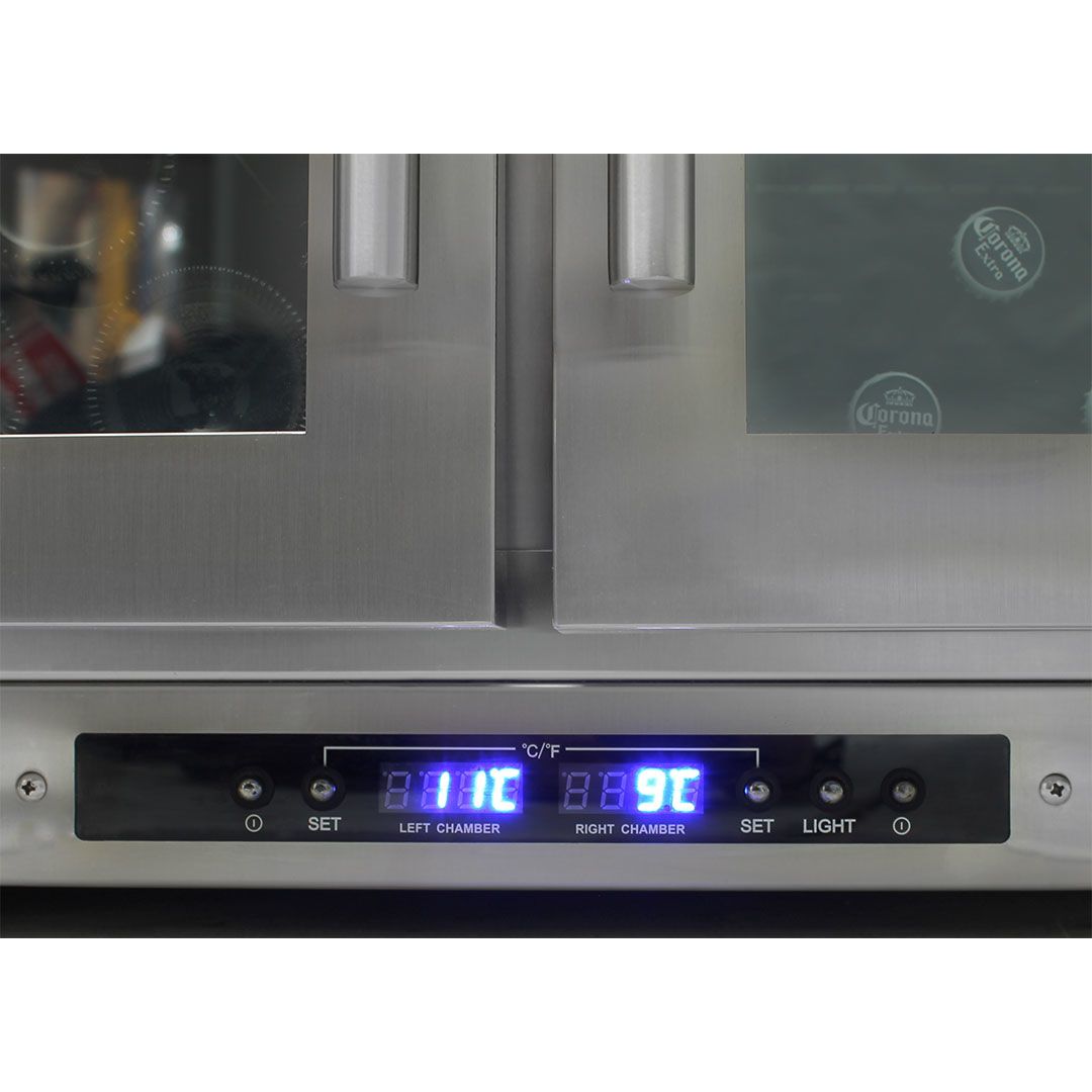 Temperature control panel for a bar fridge