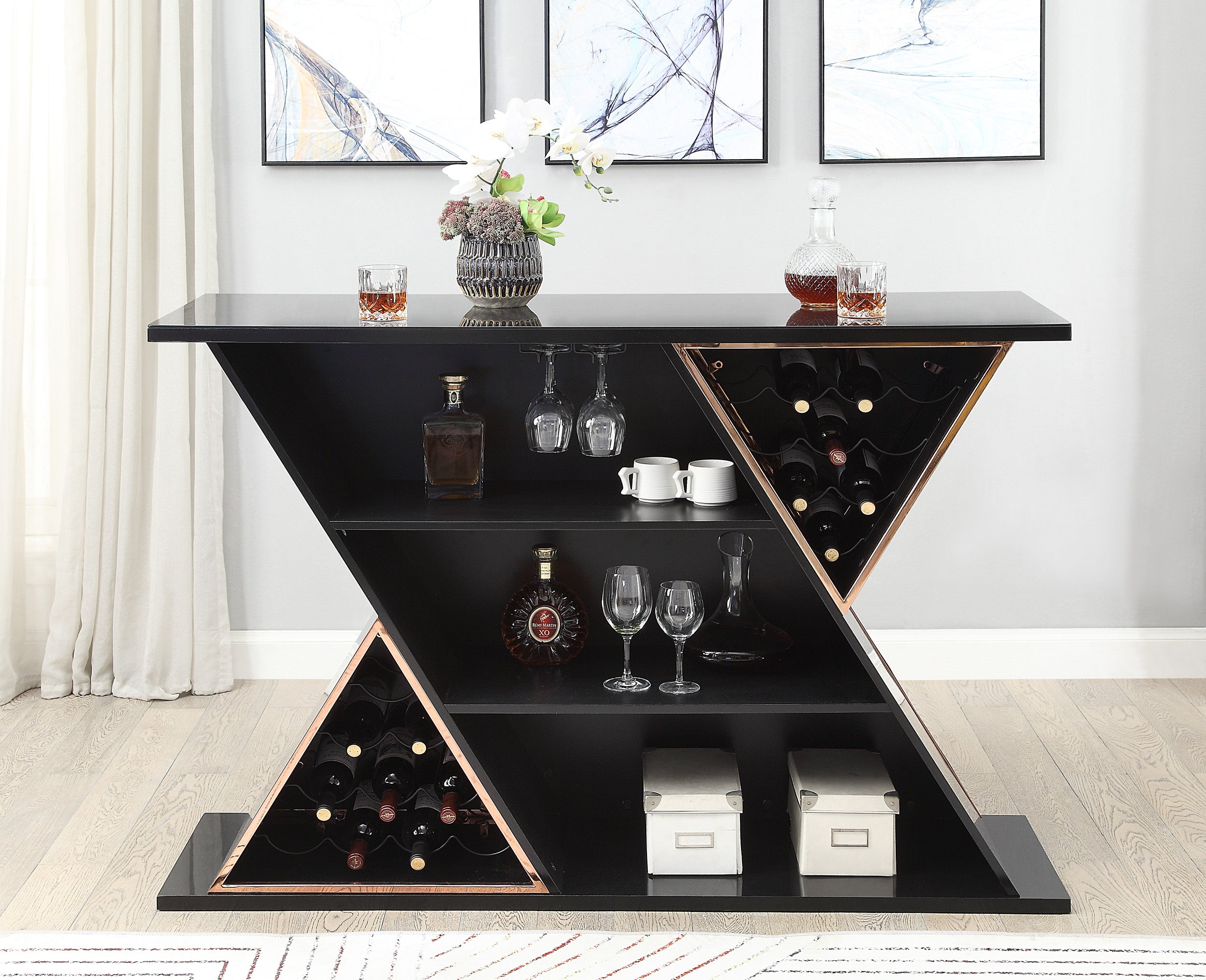 Wine bottle and spirits bar counter