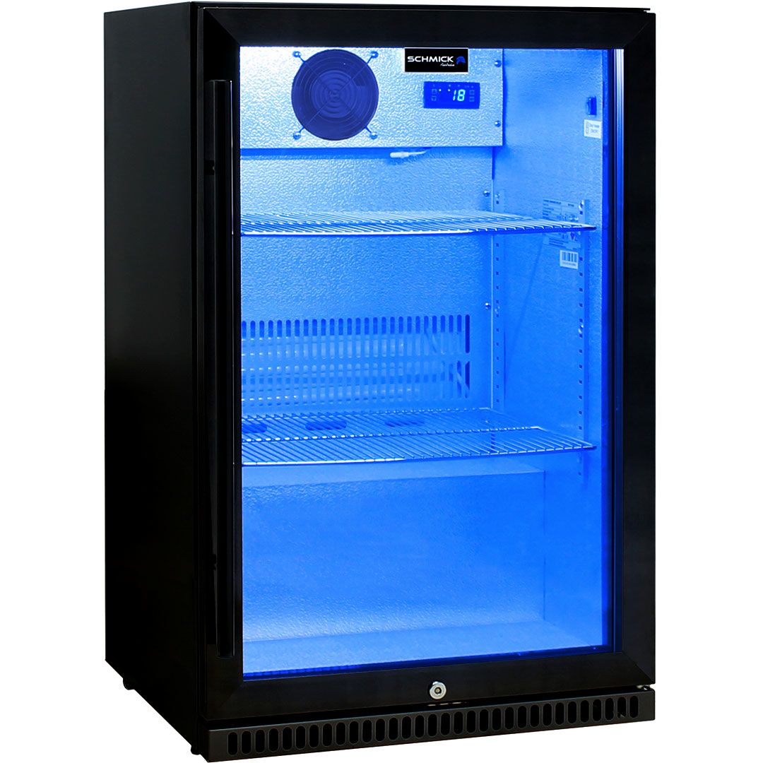 Black Bar Fridge Tropical Rated With Heated Glass and Triple Glazing 1 Door - Lushmist