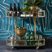 Gold bar cart in living room