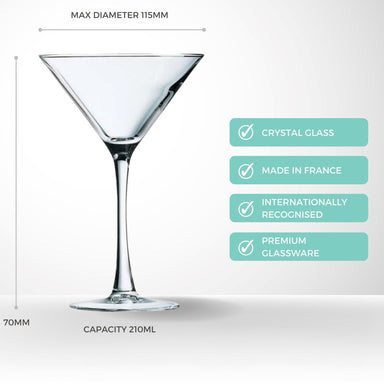 Chef & Sommelier Martini Glass 210ML - Set of 6 - Lushmist