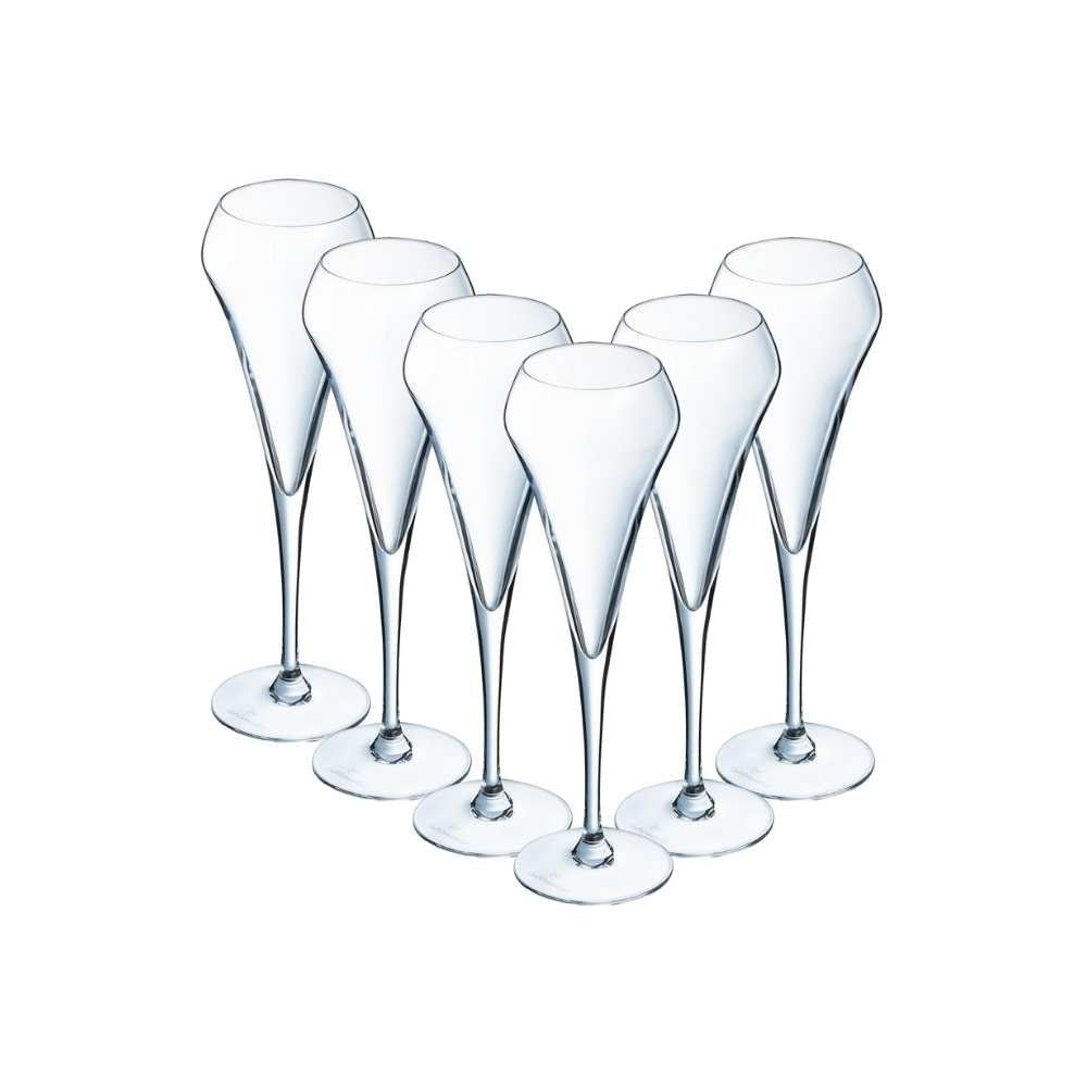 6 flûtes à champagne 20cl Open Up - Chef&Sommelier - Cristallin design  original 30% plus résistant
