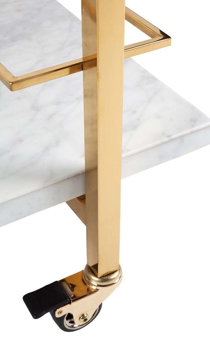 Marble top bar cart with gold trimming