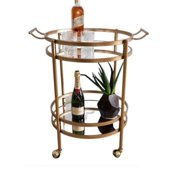 Classy mirrored drinks trolley for champagne