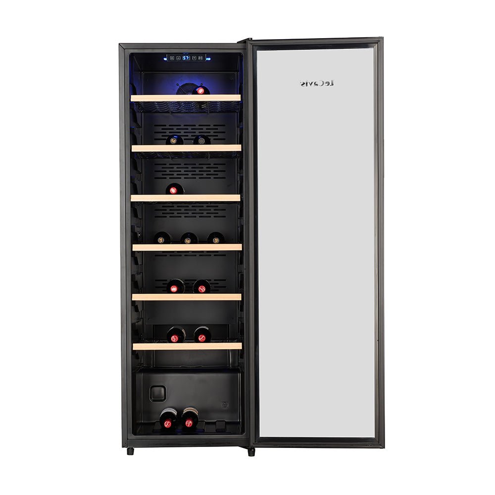 Black fridge for wine with glass door