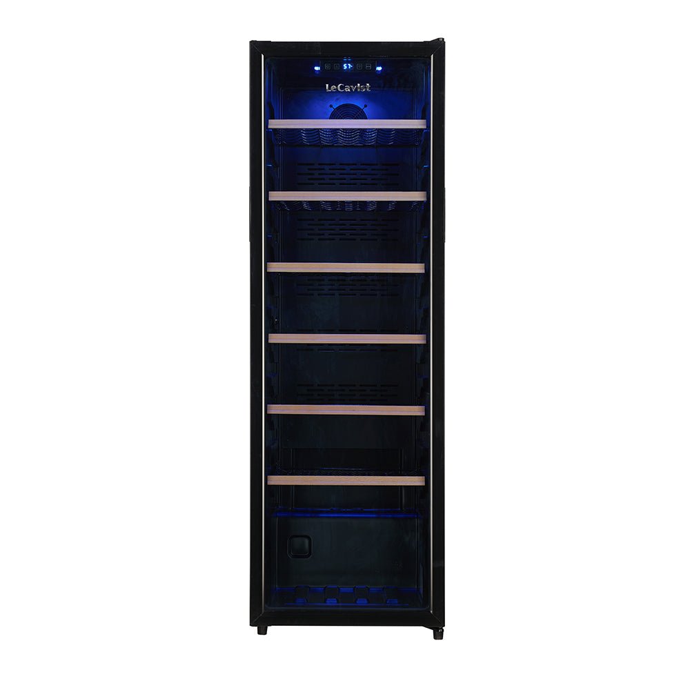Upright fridge for wine with black trimming