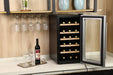 Black wine fridge for countertops in kitchen