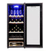 Single zone black wine fridge with a wine glass holder