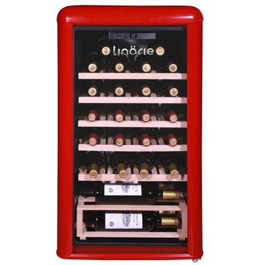 Red retro style wine fridge