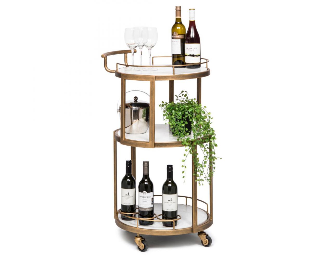round white marble drinks trolley