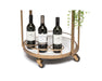 Brass trimming and marble drink cart with wine bottle holders