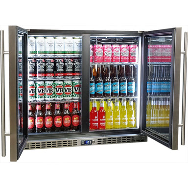 Stainless steel bar fridge with two doors