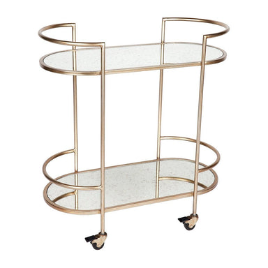 Antique mirror bar cart with gold trimmings