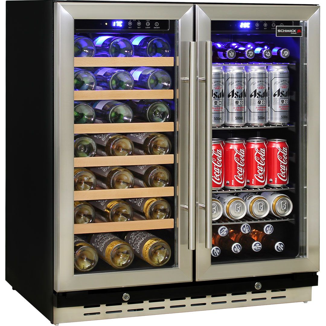 stainless steel beer and wine fridge combo